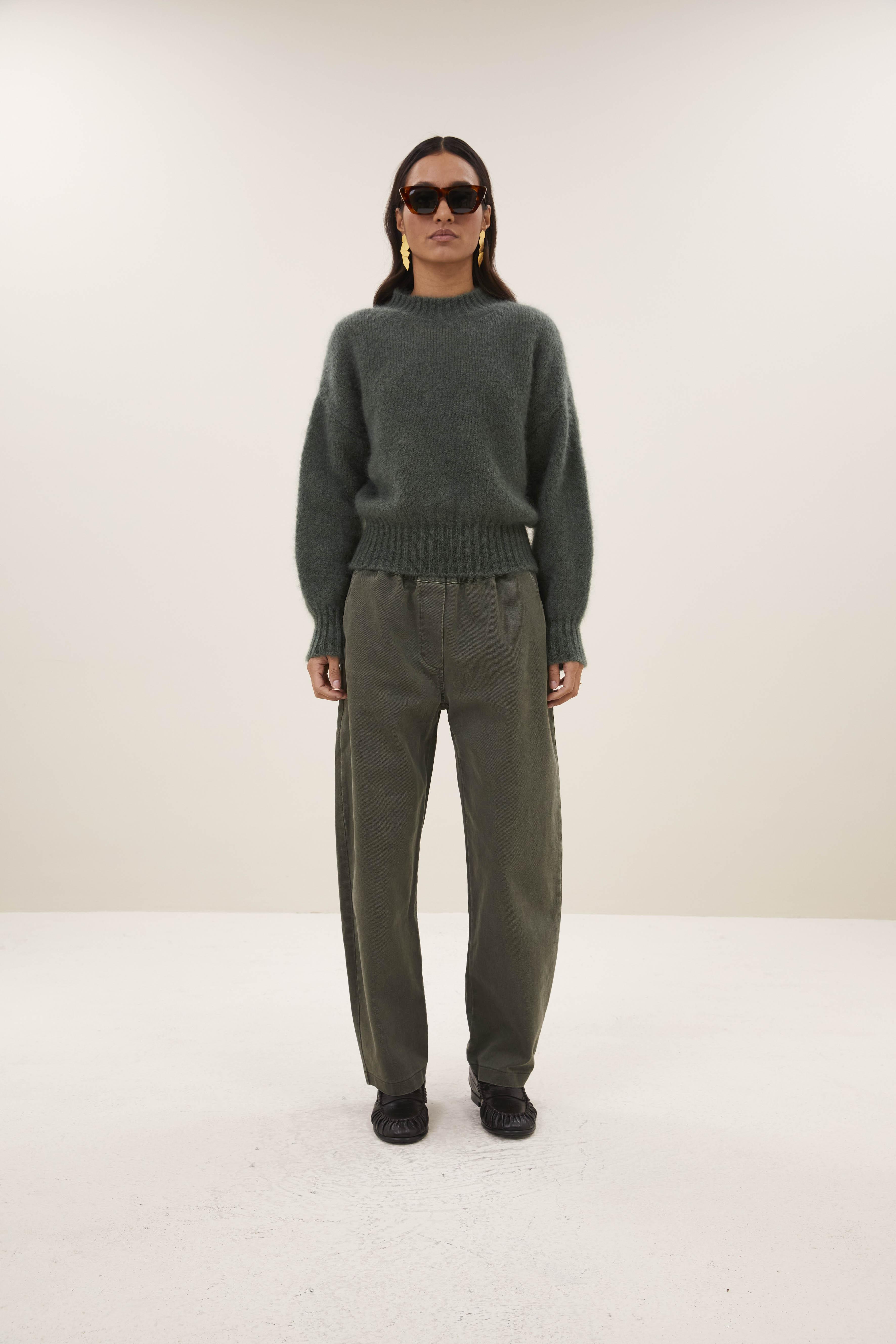 By-Bar Sonny Frosted Olive Mohair Pullover Damen grün